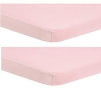 Dudu N Girlie Sábana bajera ajustable Next to Me para cuna de 51 x 85 pulgadas, paquete de 2 sábanas hipoalergénicas para cuna de bebé, elásticas, transpirables, de fácil cuidado (paquete de 2, rosa)