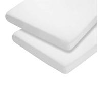 Dudu N Girlie Sábana Bajera Ajustable para Cuna de Viaje, 95 x 65 Pulgadas, Color Blanco, 95 x 65 cm, hipoalergénica, Transpirable, fácil Cuidado, sábanas para Cama Junior (Paquete de 2, Blanco)