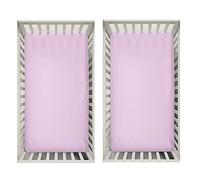 Dudu N Girlie Sábana bajera ajustable para cuna de viaje de 95 x 65 pulgadas, sábana de viaje rosa de 95 x 65 cm, sábana hipoalergénica para niños pequeños, transpirable, fácil cuidado, sábanas para cama junior (paquete de 2, color rosa