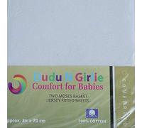Dudu N Girlie - Sábana bajera ajustable para moisés (algodón, 36 x 75 cm, 2 unidades), color blanco