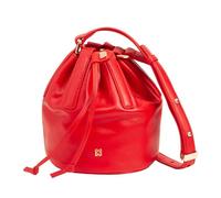 DUDU Piccola Borsa a Secchiello da Donna in Vera Pelle Con Tracolla Regolabile e Chiusura a Coulisse - Borsa a Tracolla Elegante e Compatta Con Cordoncino, Perfetta per l'Uso Quotidiano Flame Red