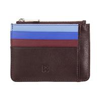 DUDU Porta Documentos Tarjetas en verdadera Piel colorada Carteras con Cremallera Burgundy Oscuro