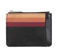 DUDU Porta Documentos Tarjetas en verdadera Piel colorada Carteras con Cremallera Negro Rosa