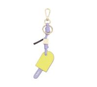 DUDU Portachiavi in Pelle Stecco di Gelato, Portachiavi per Donna Uomo con Anello e Moschettone, Design Estivo Colorato Vanilla-Berry