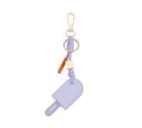 DUDU Portachiavi in Pelle Stecco di Gelato, Portachiavi per Donna Uomo con Anello e Moschettone, Design Estivo Colorato Blueberry