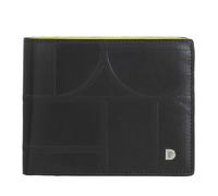 DUDU Portafoglio da Uomo RFID in Pelle Stampata Classico con Portamonete - Elegante, Compatto, con Scomparti per Carte e Banconote Black_Bright Yellow