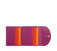 DUDU Portafoglio Donna in Pelle Vera Morbida Piccolo, Tasche Portacarte, Porta Banconote, Cerniera Posteriore per Monete, Portafogli RFID con Chiusura a Bottone Colorato Fucsia
