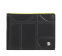 DUDU Portafoglio Uomo Blocco RFID in Pelle Stampata, Portafogli Schermato Piccolo da Tasca con Slot Porta Carte di Credito Black_Bright Yellow