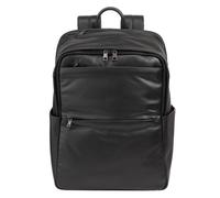 DUDU Mochila de Cuero para Hombre y Mujer, Soporte para PC hasta 15,6" MacBook 16 Pulgadas, Mochila de Viaje de 20 litros, Elegante Mochila Multicompartimentos para Oficina de Trabajo Negro
