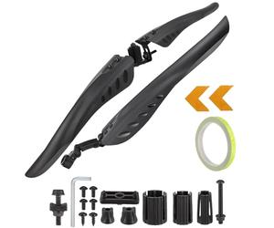 DuDuZui Juego de Guardabarros para Bicicleta, Guardabarros Ajustables para Bicicleta con 1 Rollo de Cinta Reflectante + 2 Adhesivos Reflectantes de Flecha para Bicicletas de 24-29 Pulgadas