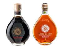 Due Vittorie Oro Gold Vinagre balsámico de Módena IGP y vinagre de sidra de manzana en barriles barrocos | 2 x 500 ml