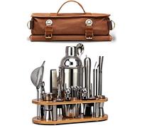 DUEBEL Kit de Barman | Set Profesional de 24 Herramientas de Bar | con Bolsa de Viaje y Elegante Soporte de Bambú Experiencia Increíble de Mezcla de Bebidas.