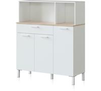 duehome Alacena cocina 3 Puertas melamina, blanco artik, 108 x 126 x 40