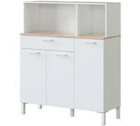 duehome Alacena de cocina 3 puertas melamina, blanco artik, 108 x 126 x 40