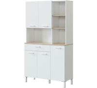 duehome Alacena de cocina 5 puertas melamina, blanco artik, 108 x 186 x 40