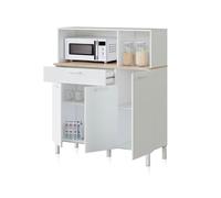 duehome | Alacena de Cocina, Mueble Auxiliar 3 Puertas + 1 Cajon y Estante Interior, Modelo Colin, Acabado en Blanco Artik y Roble Canadian, Medidas: 108 cm (Ancho) x 126 cm (Alto) x 40 cm (Fondo)
