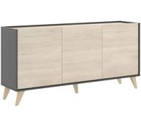 duehome Aparador 3 puertas de tableros de partículas natural grafito 75x155x43