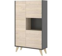 duehome Aparador vertical 135x81x43 cm natural y grafito