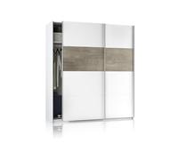 duehome | Armario 2 Puertas Correderas para Dormitorio o Habitación, Modelo Brike, Acabado en Blanco Artik y Roble Alaska, Medidas: 180 cm (Largo) x 200 cm (Alto) x 60 cm (Fondo)