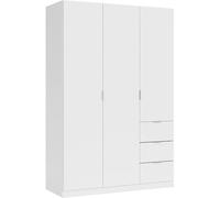 duehome Armario 3 puertas 3 cajones melamina, blanco, 135 x 200 x 52