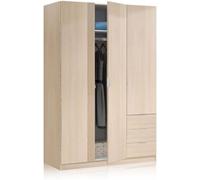 duehome Armario 3 puertas 3 cajones melamina, roble, 121 x 180 x 52