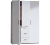 duehome Armario 3 puertas melamina, blanco, 120 x 200 x 52