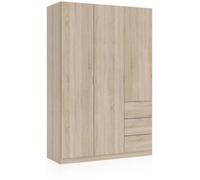 duehome Armario 3 puertas y 3 cajones melamina, roble, 135 x 200 x 52