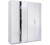 duehome Armario 4 puertas melamina, blanco, 180 x 200 x 52