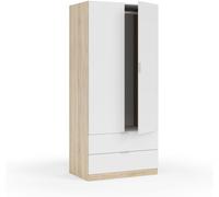 duehome Armario de 2 puertas y 2 cajones blanco artik y roble