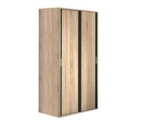 duehome | Armario Dos Puertas correderas Dormitorio habitación, Acabado en Color Grafito y Cambria, Modelo Lara, Medidas: 120 cm (Largo) x 207 cm (Alto) x 55 cm (Fondo)