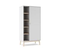 duehome | Armario Juvenil, Armario con Estante Integrado, Modelo Misty Breeze, Color Blanco y Oak Soft, Medidas: 90 cm (Largo) x 181 cm (Alto) x 52 cm (Ancho)
