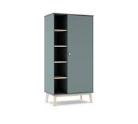 duehome | Armario Juvenil, Armario con Estante Integrado, Modelo Misty Breeze, Color Verde Salvia y Oak Soft, Medidas: 90 cm (Largo) x 181 cm (Alto) x 52 cm (Ancho)