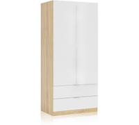 duehome Armario Lark 2 Puertas 2 Cajones Melamina, Blanco Artik