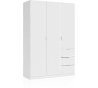 duehome Armario magan 3 puertas y 3 cajones melamina, blanco, 135 x 200 x 52