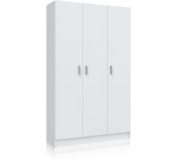 duehome Armario Multi 110 3 Puertas melamina, blanco, 109 x 180 x 37