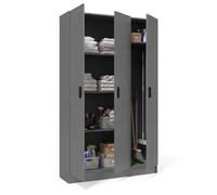 duehome | Armario Multiusos, 3 Puertas, Modelo Multi Useful, Acabado en Color Gris Grafito, Medidas: 110 cm (Ancho) x 180 cm (Alto) x 37 cm (Fondo)