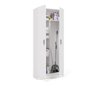 duehome | Armario Multiusos, Escobero, 2 Puertas, Modelo Multi Useful, Acabado en Color Blanco Mate, Medidas: 73 cm (Ancho) x180 cm (Alto) x 37 cm (Fondo)