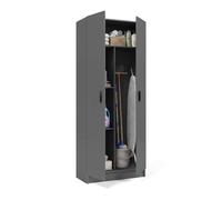 duehome | Armario Multiusos, Escobero, 2 Puertas, Modelo Multi Useful, Acabado en Color Gris Grafito, Medidas: 73 cm (Ancho) x180 cm (Alto) x 37 cm (Fondo)