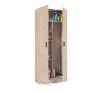 duehome | Armario Multiusos, Escobero, 2 Puertas, Modelo Multi Useful, Acabado en Color Microcemento Beige, Medidas: 73 cm (Ancho) x180 cm (Alto) x 37 cm (Fondo)