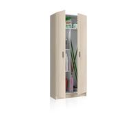 duehome | Armario Multiusos, Escobero, 2 Puertas, Modelo Multi Useful, Acabado en Color Roble, Medidas: 73 cm (Ancho) x180 cm (Alto) x 37 cm (Fondo)