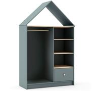 duehome Armario vestidor juvenil Cloud melamina, verde, 110 x 180 x 45
