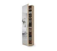 duehome | Armario Zapatero, Zapatero con Espejo, Modelo Roma, Acabado en Roble Canadian, Medidas: 50 cm (Ancho) x 180 cm (Alto) x 20 cm (Fondo)