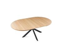 duehome Asuna, Mesa de Comedor Redonda Extensible, Mesa 2 Tramos, Acabado en Roble y Negro, Medidas: 130-170-210 cm (Largo) x 130 cm (Ancho) x 76 cm (Alto)