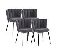 duehome | Bodhi, Pack 4 Sillas de Comedor, Silla Salón, Acabado en Crochet Gris y Metal, Medidas: 57 cm (Ancho) x 60 cm (Largo) x 79 cm (Alto)