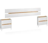 duehome Cabecero con mesitas ezra melamina, blanco artik, 216 x 47 x 3
