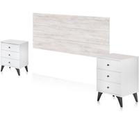 duehome Cabecero con mesitas melamina, blanco, 40 x 56 x 33,5
