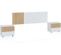 duehome Cabecero con mesitas melamina, blanco artik, 166 x 50 x 3