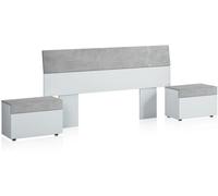duehome Cabecero con mesitas melamina, blanco artik, 176 x 96,5 x 40