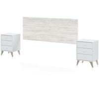 duehome Cabecero con mesitas melamina, blanco artik, 40 x 56 x 33,5