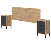 duehome Cabecero con mesitas melamina, gris, 160 x 60 x 2,5